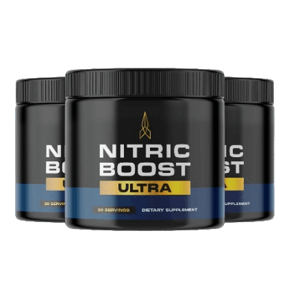 Nitric Boost supplement bottle alongside health and wellness items, promoting better sexual performance